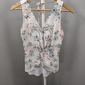 Maurices White Floral Asymmetrical Front Top, XS